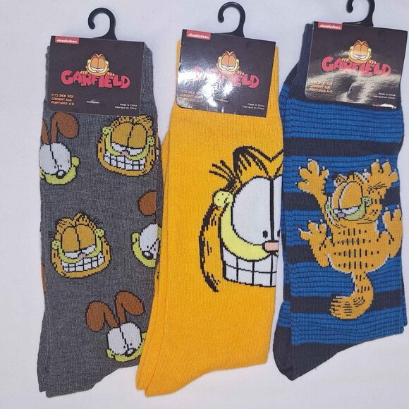 Nickelodeon Garfield Men’s Crew Socks Lot of 3 | NWT | Size 6–12 - Picture 1 of 2